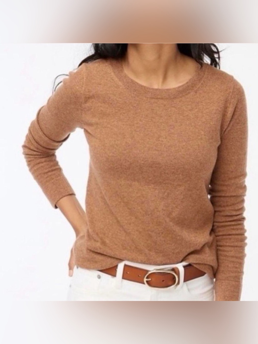 J. crew Teddie Brown Merino Wool Cotton Crewneck Sweater size medium